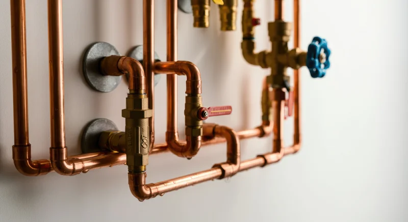 Koperen leidingen van warmtepompinstallatie