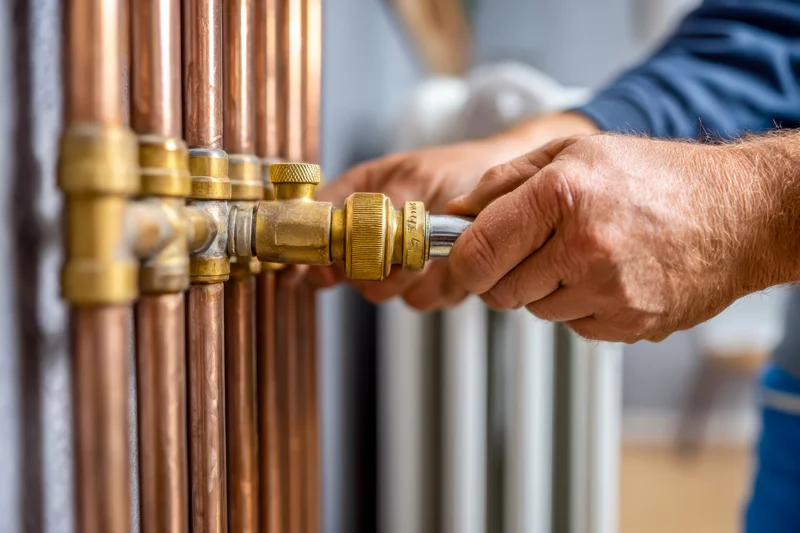 Monteur sluit warmtepomp aan