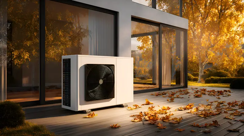Warmtepomp buitenunit bij woning